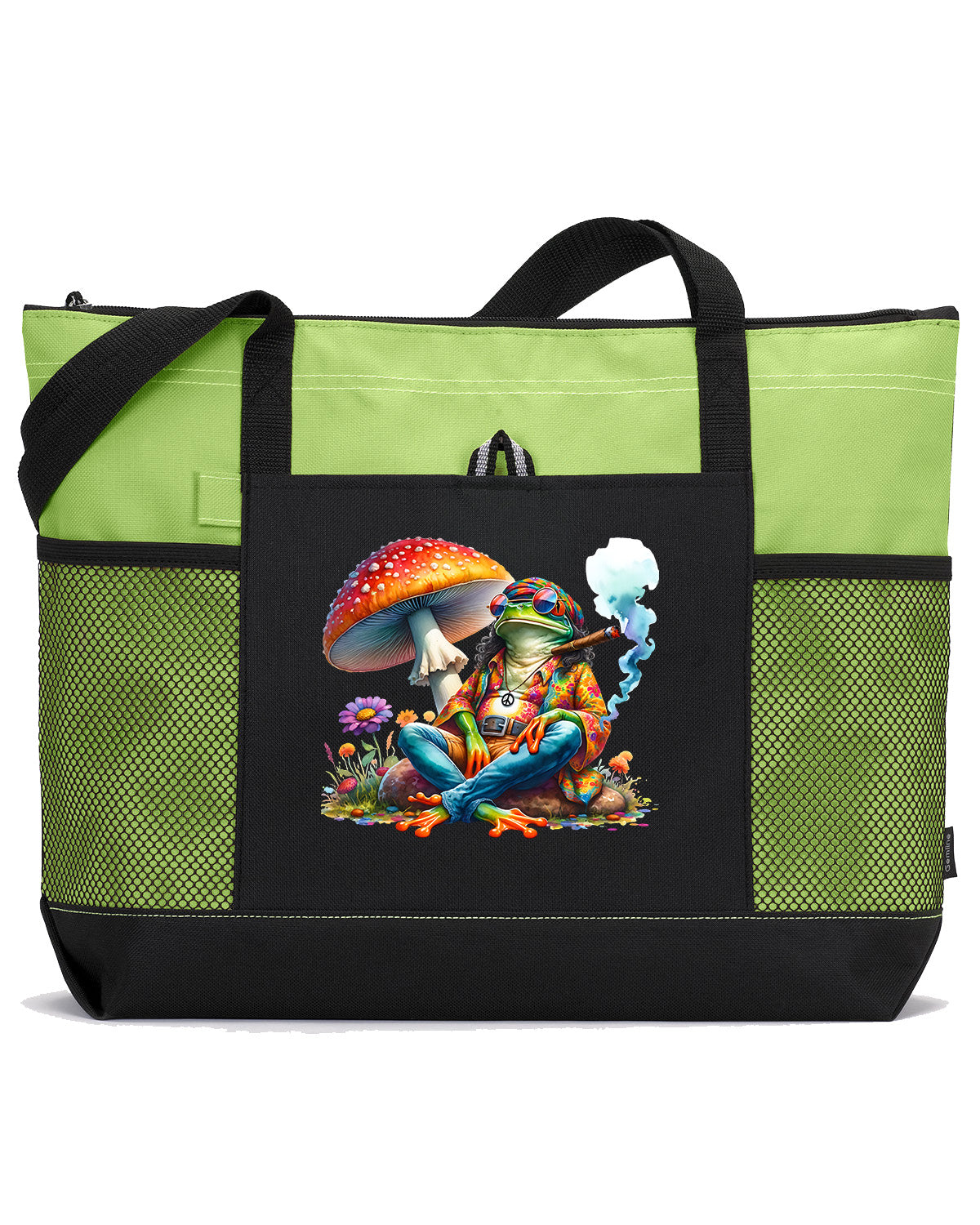 Hippie Frog #1 Zippered Tote