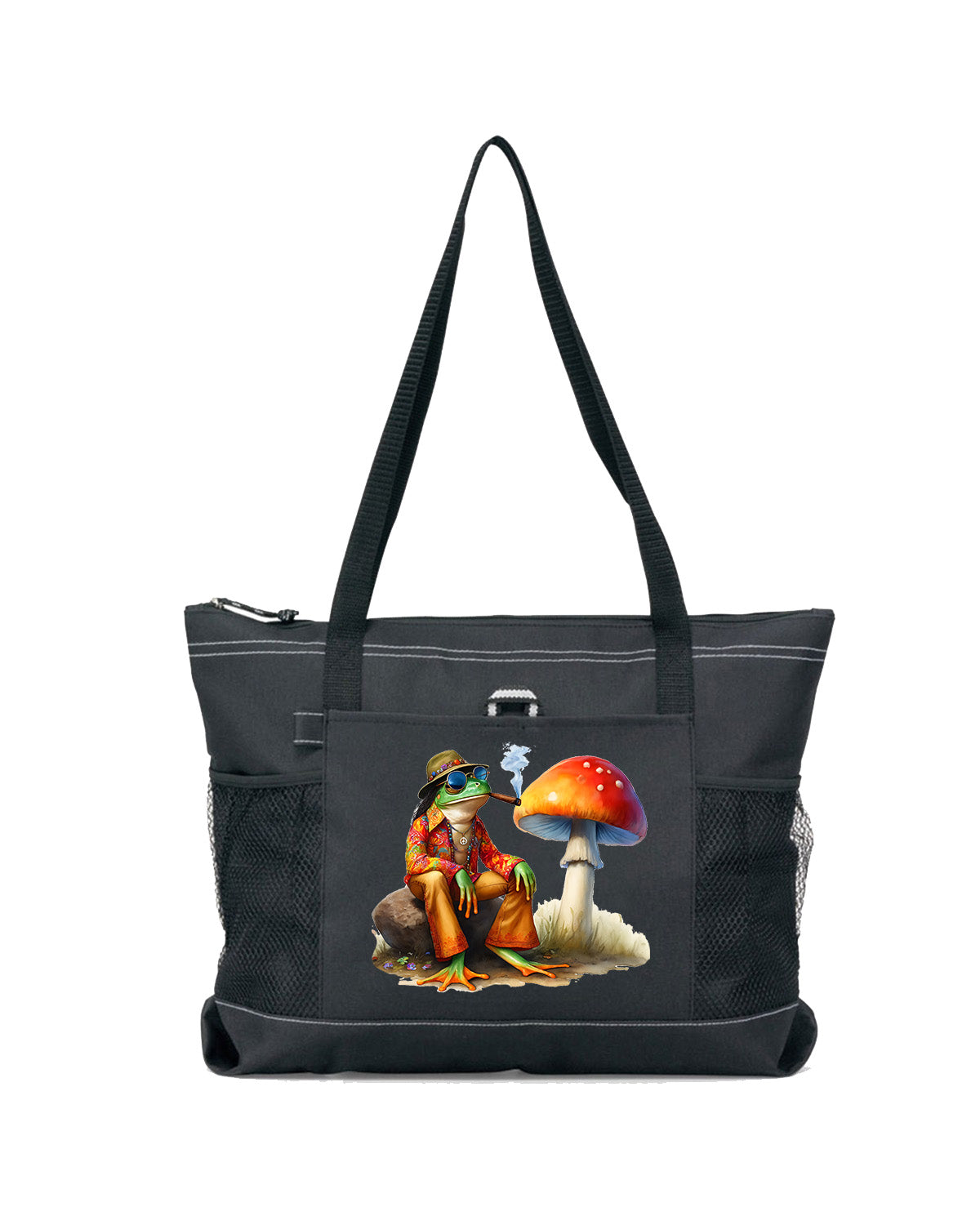 Hippie Frog #2 Zippered Tote