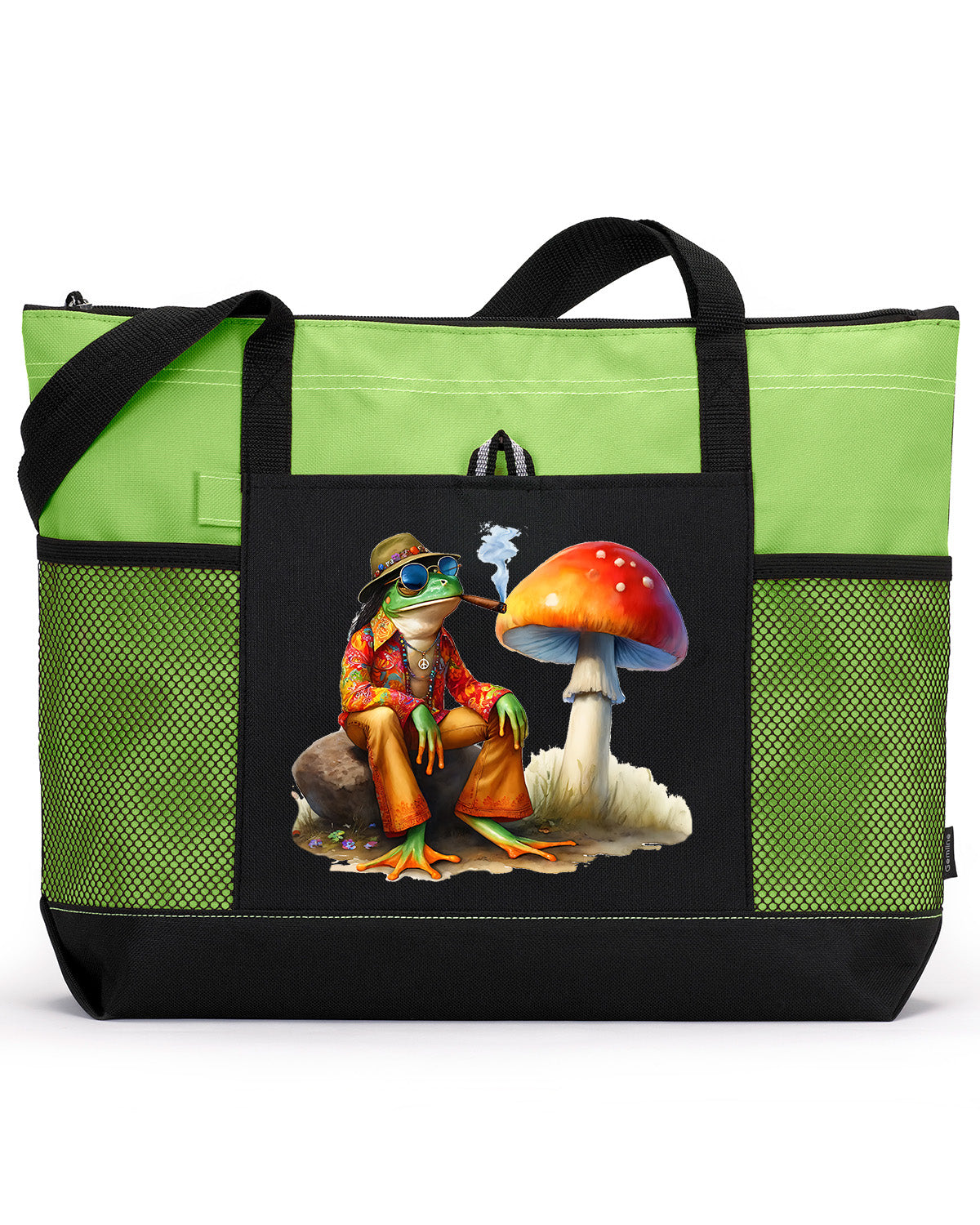 Hippie Frog #2 Zippered Tote