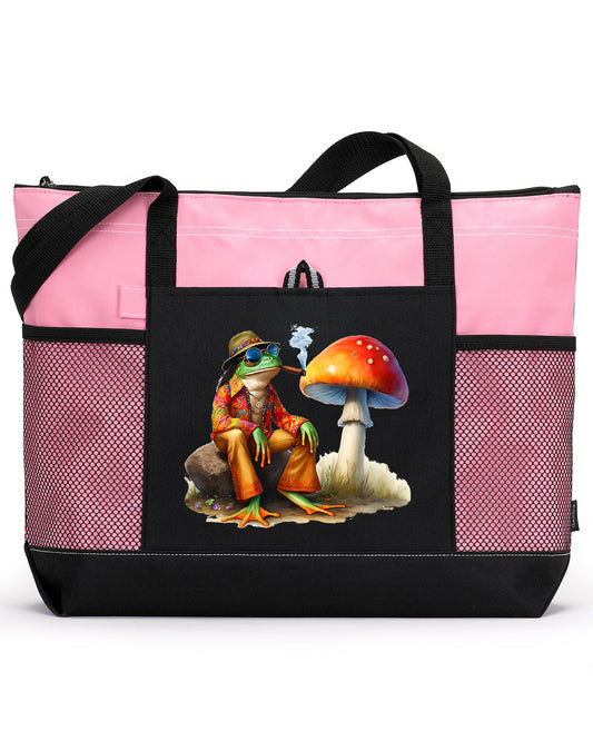 Hippie Frog #2 Zippered Tote