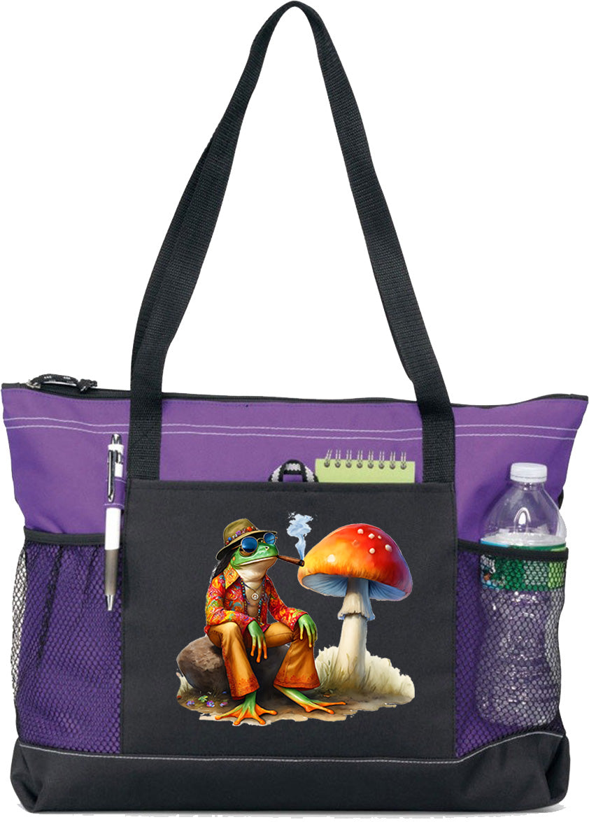 Hippie Frog #2 Zippered Tote