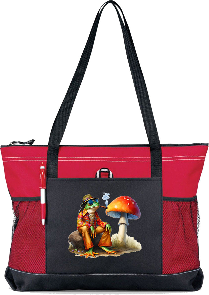 Hippie Frog #2 Zippered Tote