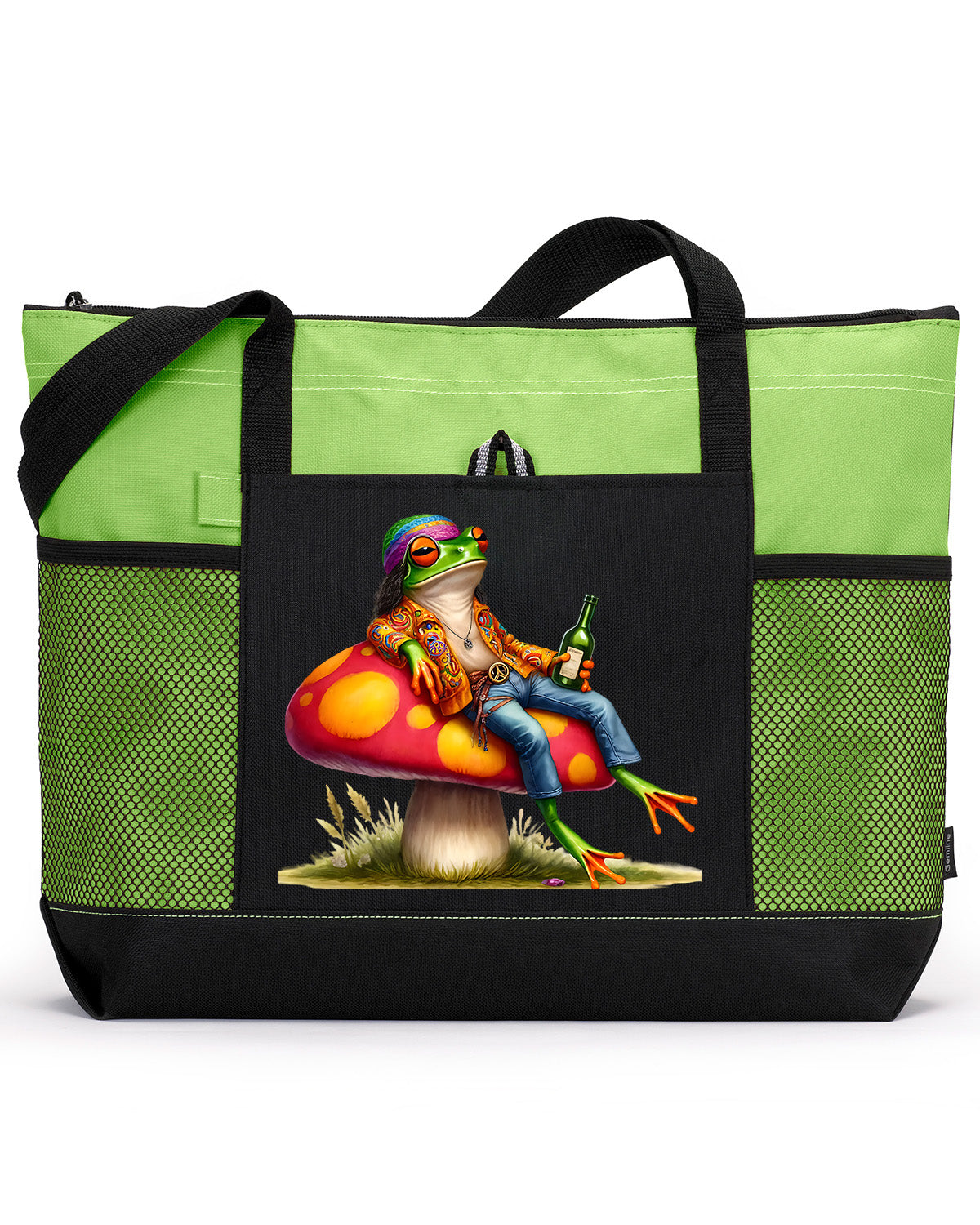 Hippie Frog #3 Zippered Tote