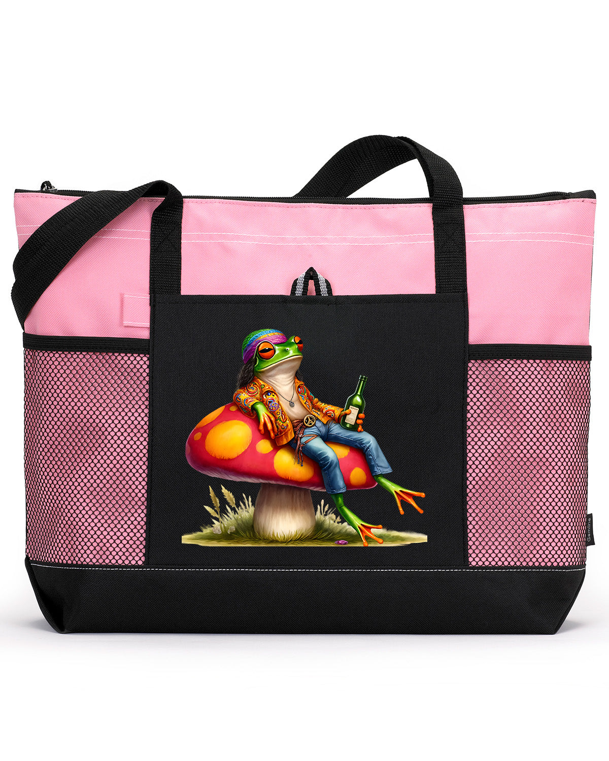 Hippie Frog #3 Zippered Tote