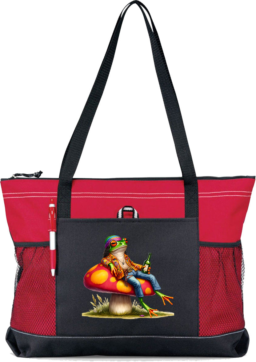 Hippie Frog #3 Zippered Tote