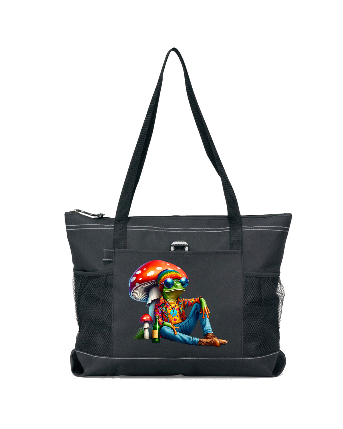 Hippie Frog #4 Zippered Tote