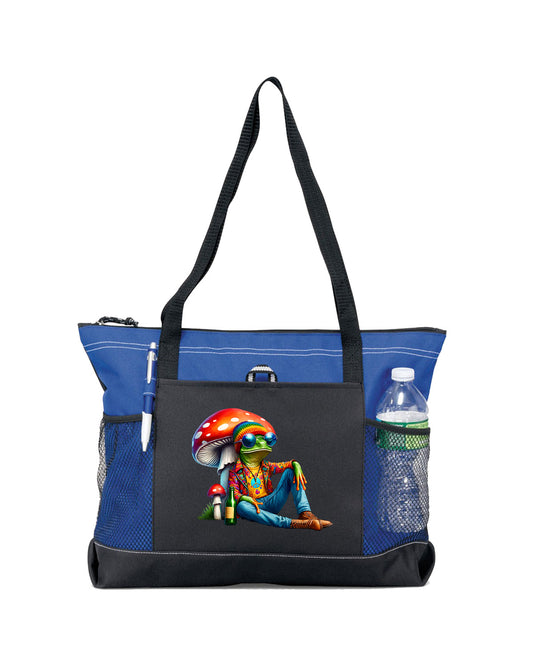 Hippie Frog #4 Zippered Tote