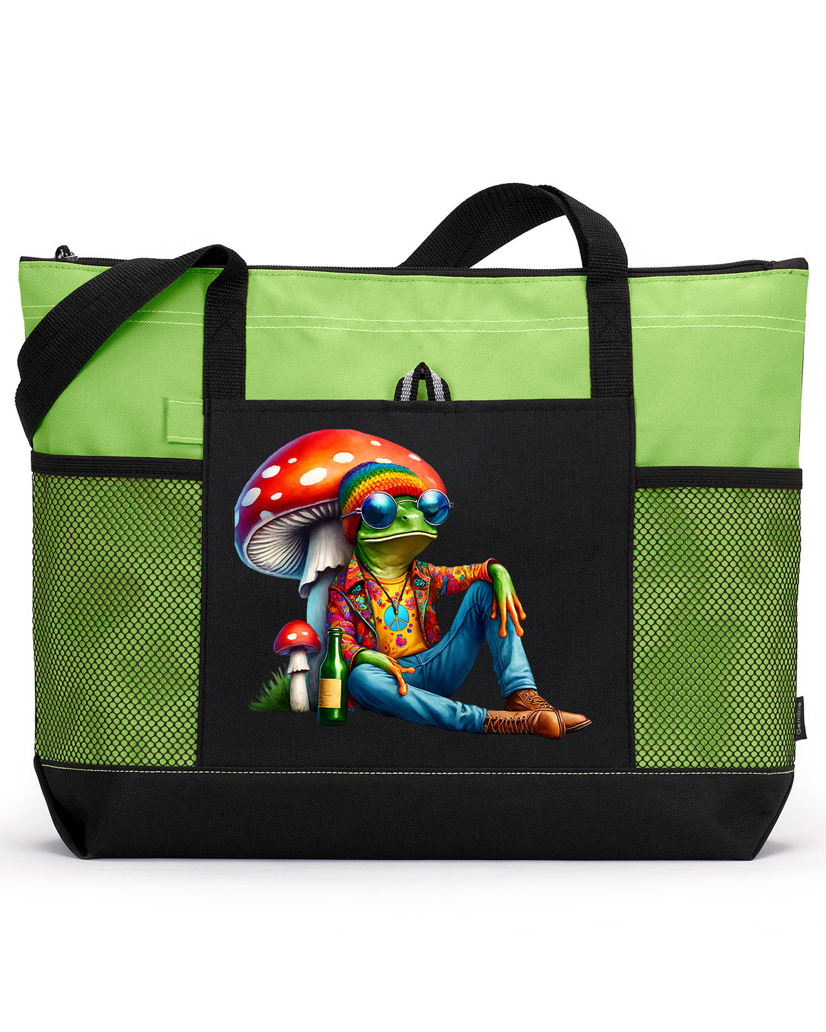 Hippie Frog #4 Zippered Tote