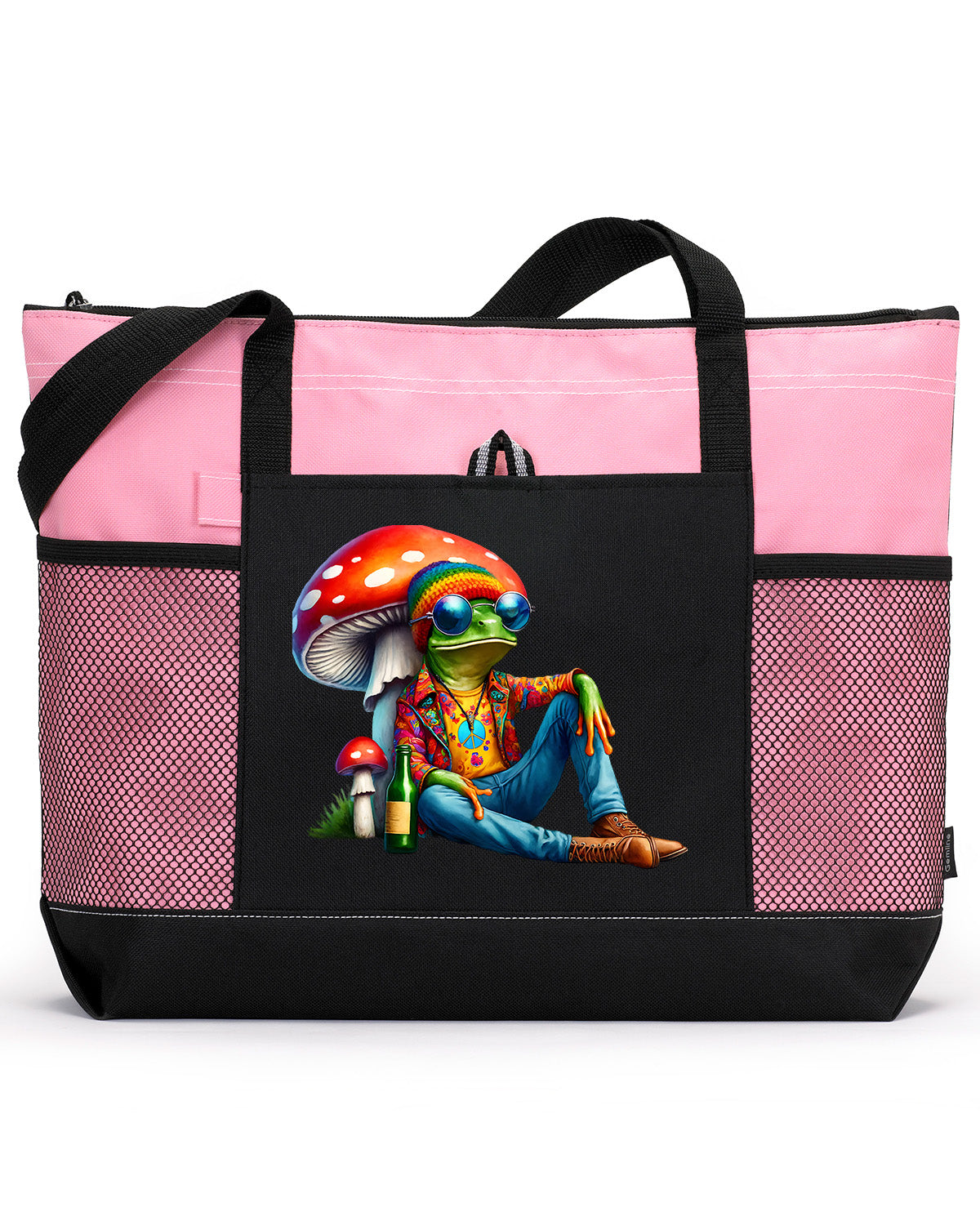 Hippie Frog #4 Zippered Tote