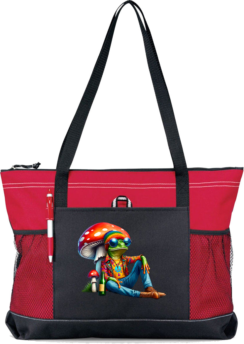 Hippie Frog #4 Zippered Tote