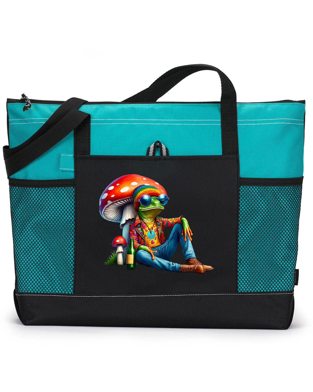 Hippie Frog #4 Zippered Tote