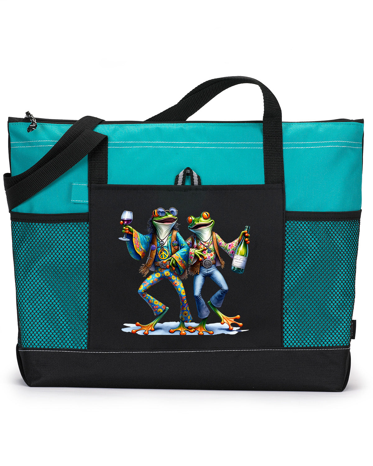 Hippie Frog #6 Zippered Tote