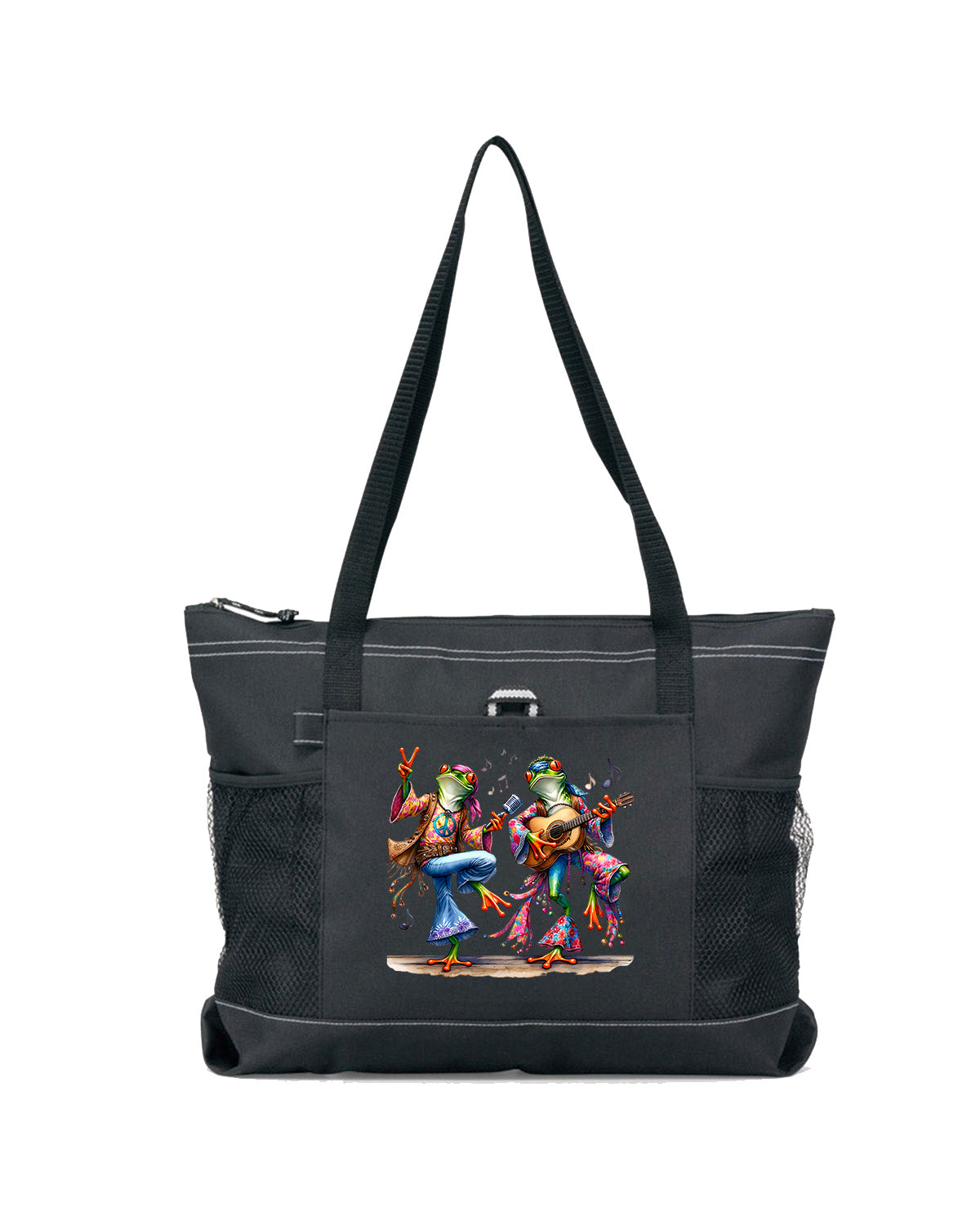 Hippie Frog #7 Zippered Tote