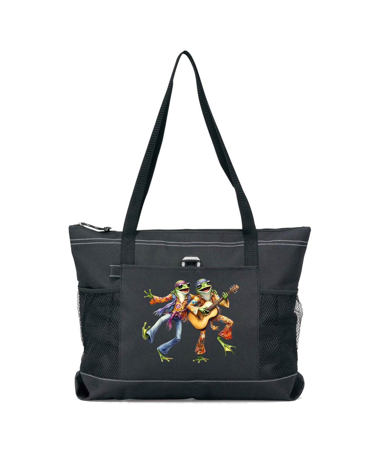 Hippie Frog #8 Zippered Tote