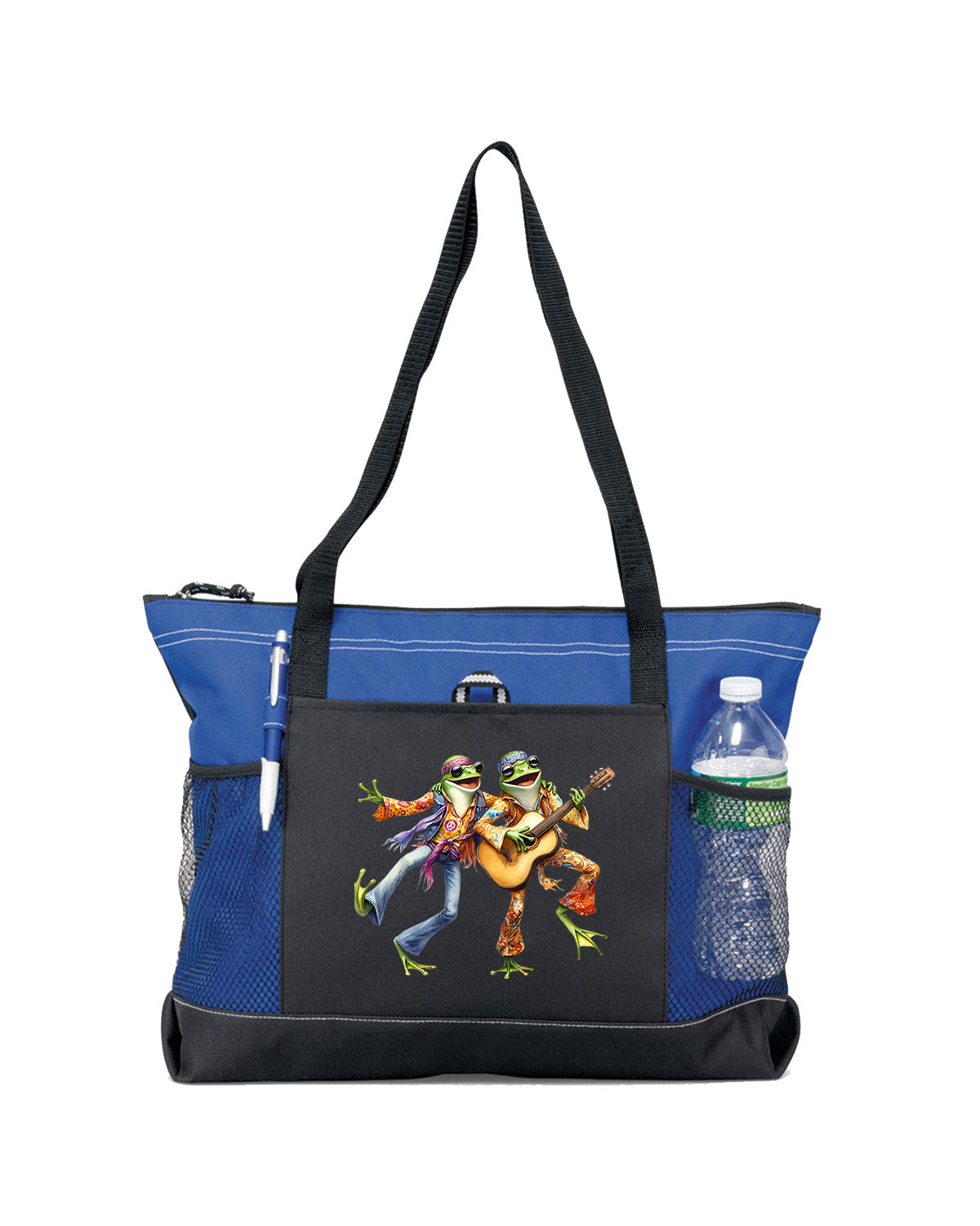 Hippie Frog #8 Zippered Tote