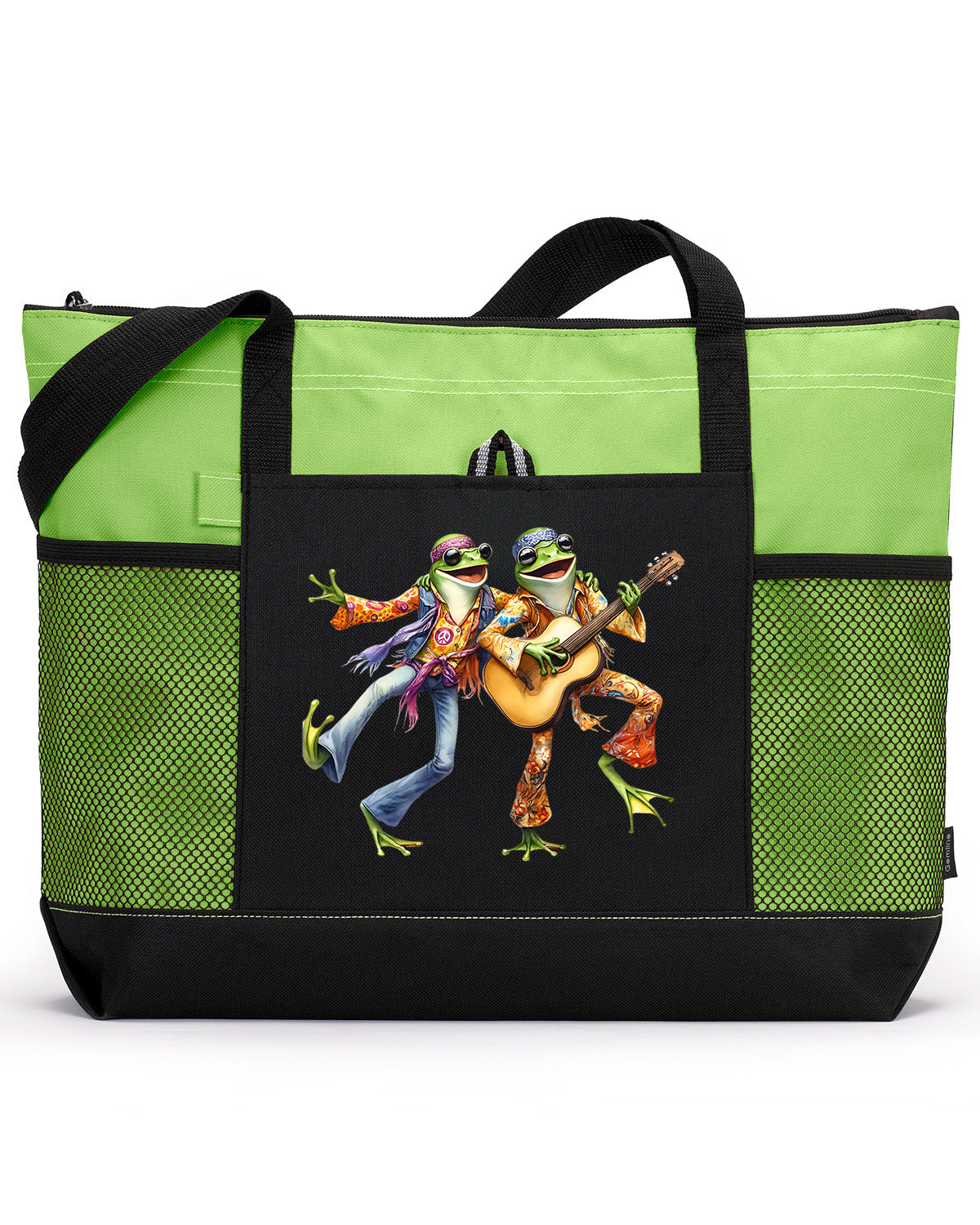 Hippie Frog #8 Zippered Tote