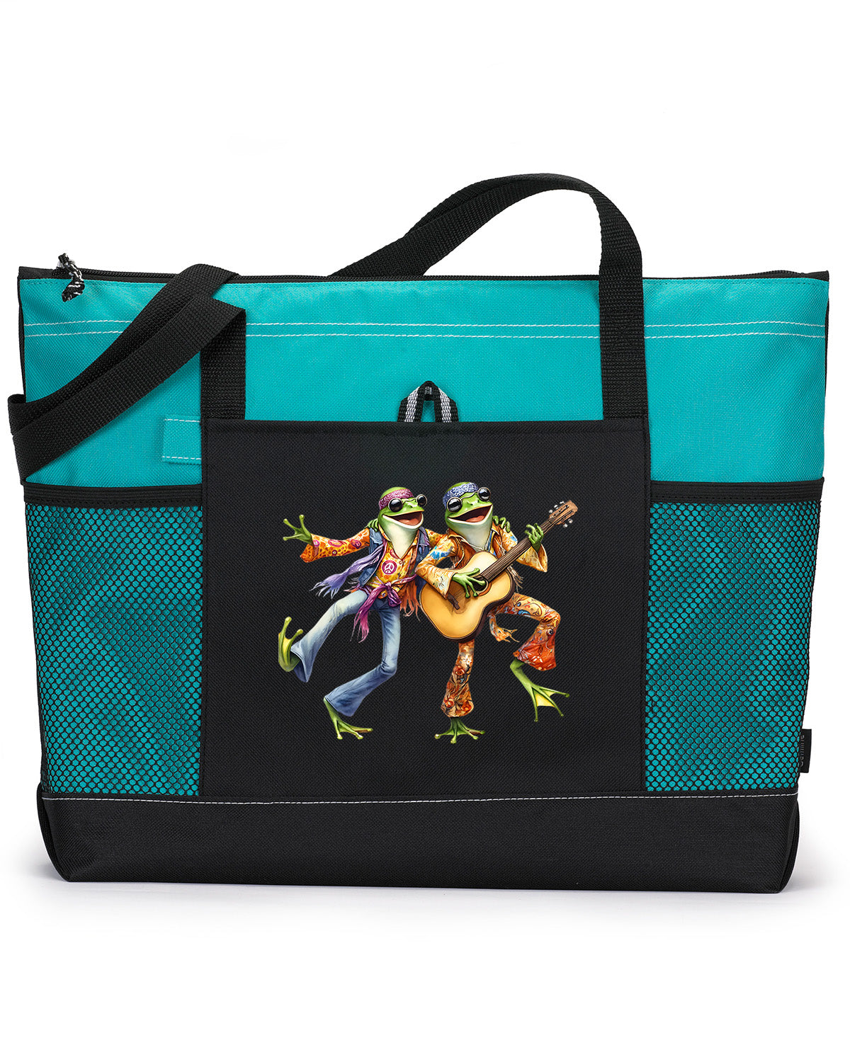 Hippie Frog #8 Zippered Tote