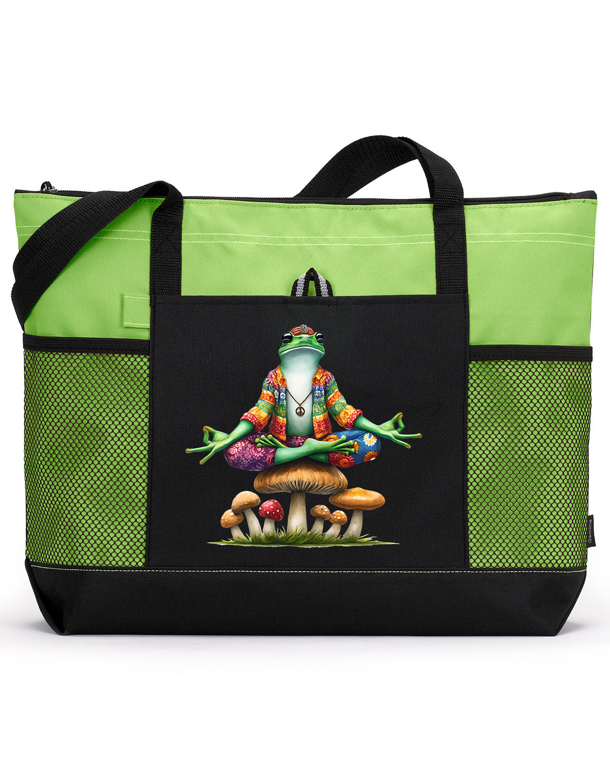 Hippie Frog #9 Zippered Tote