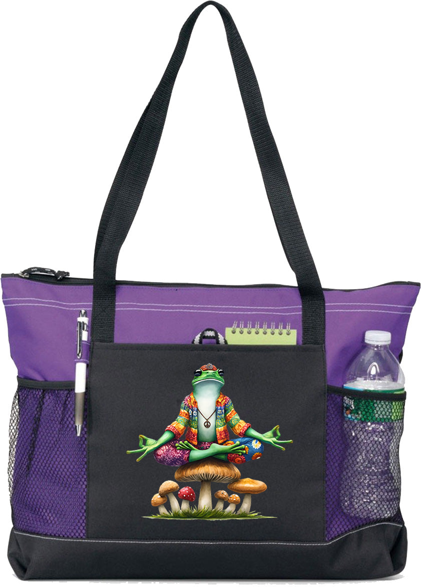 Hippie Frog #9 Zippered Tote