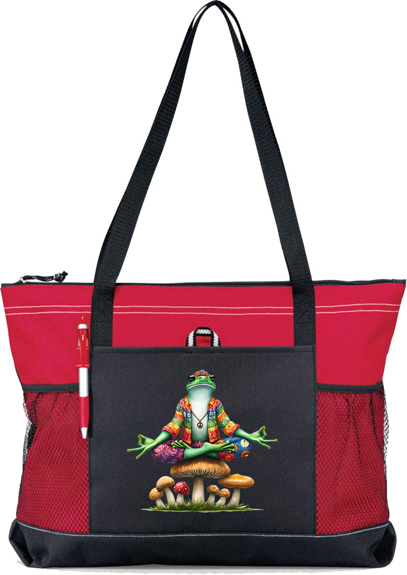 Hippie Frog #9 Zippered Tote