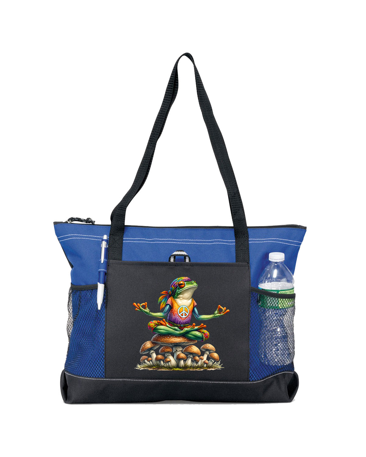 Hippie Frog #10 Zippered Tote