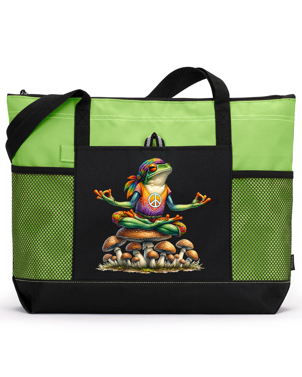 Hippie Frog #10 Zippered Tote