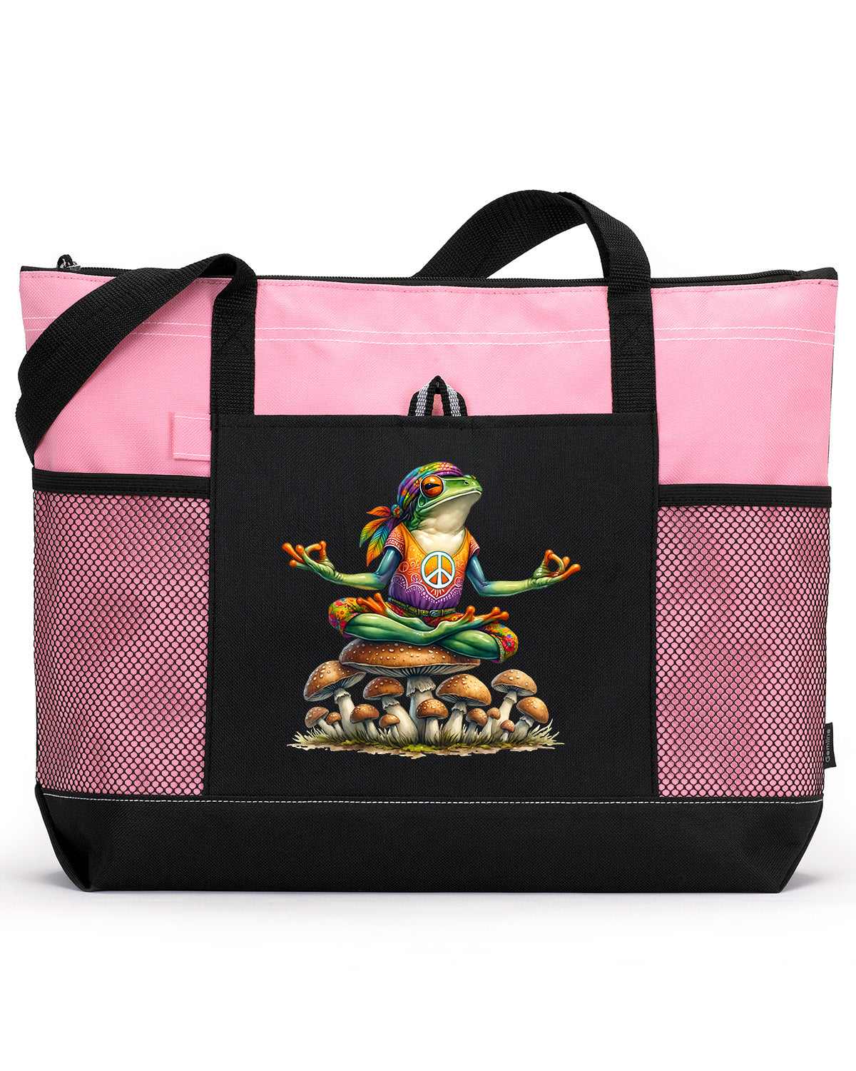 Hippie Frog #10 Zippered Tote