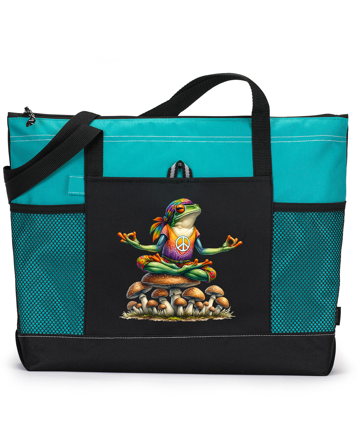 Hippie Frog #10 Zippered Tote