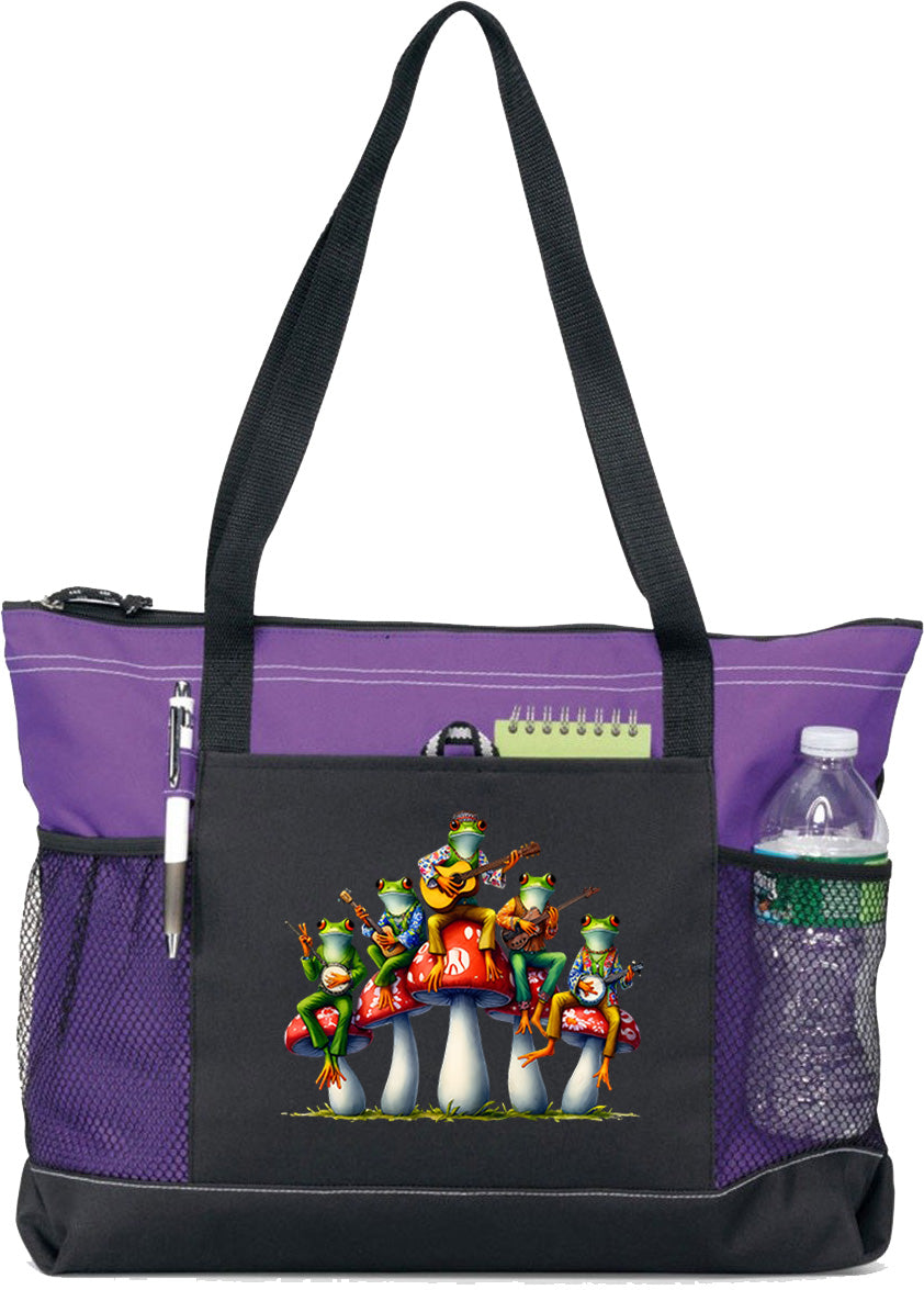 Hippie Frog #11 Zippered Tote