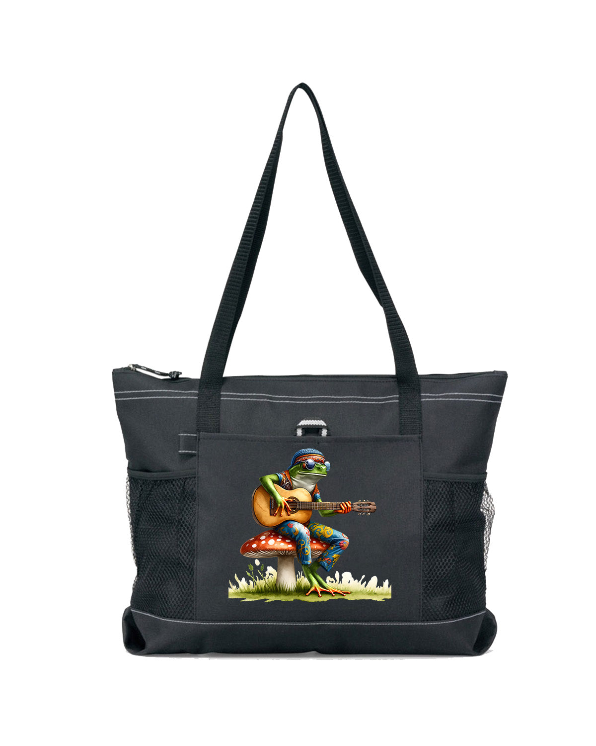 Hippie Frog #12 Zippered Tote