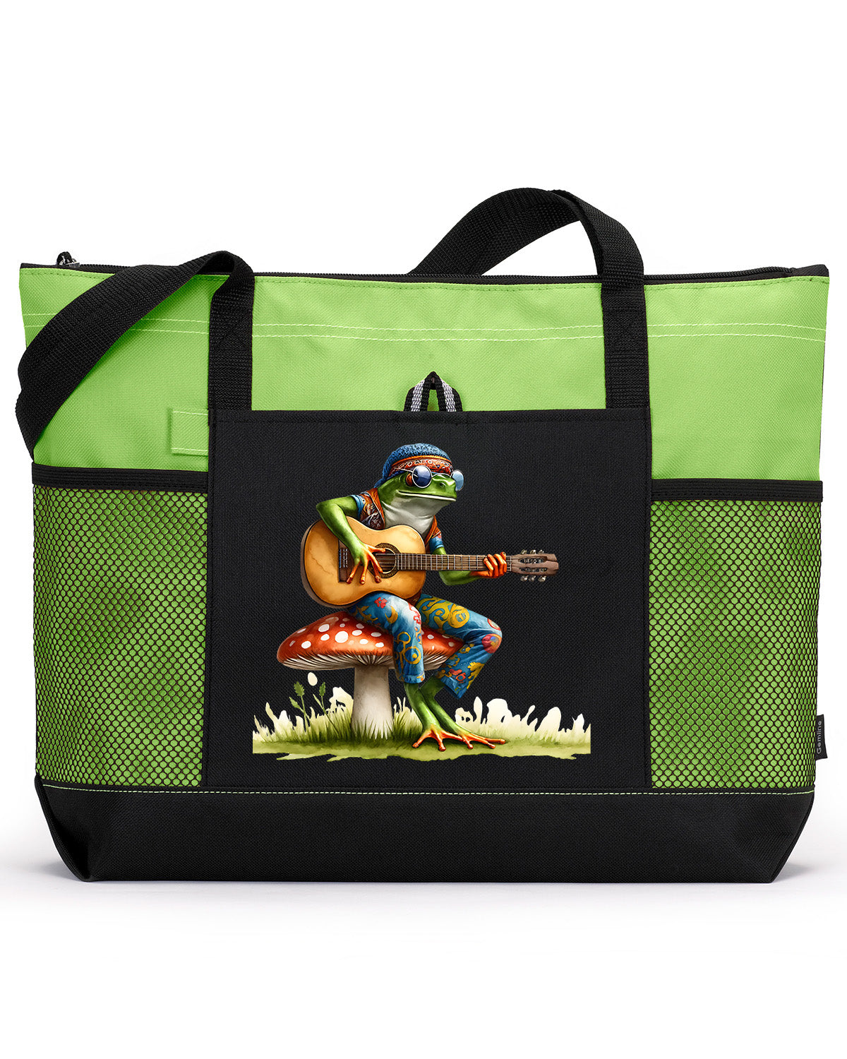 Hippie Frog #12 Zippered Tote