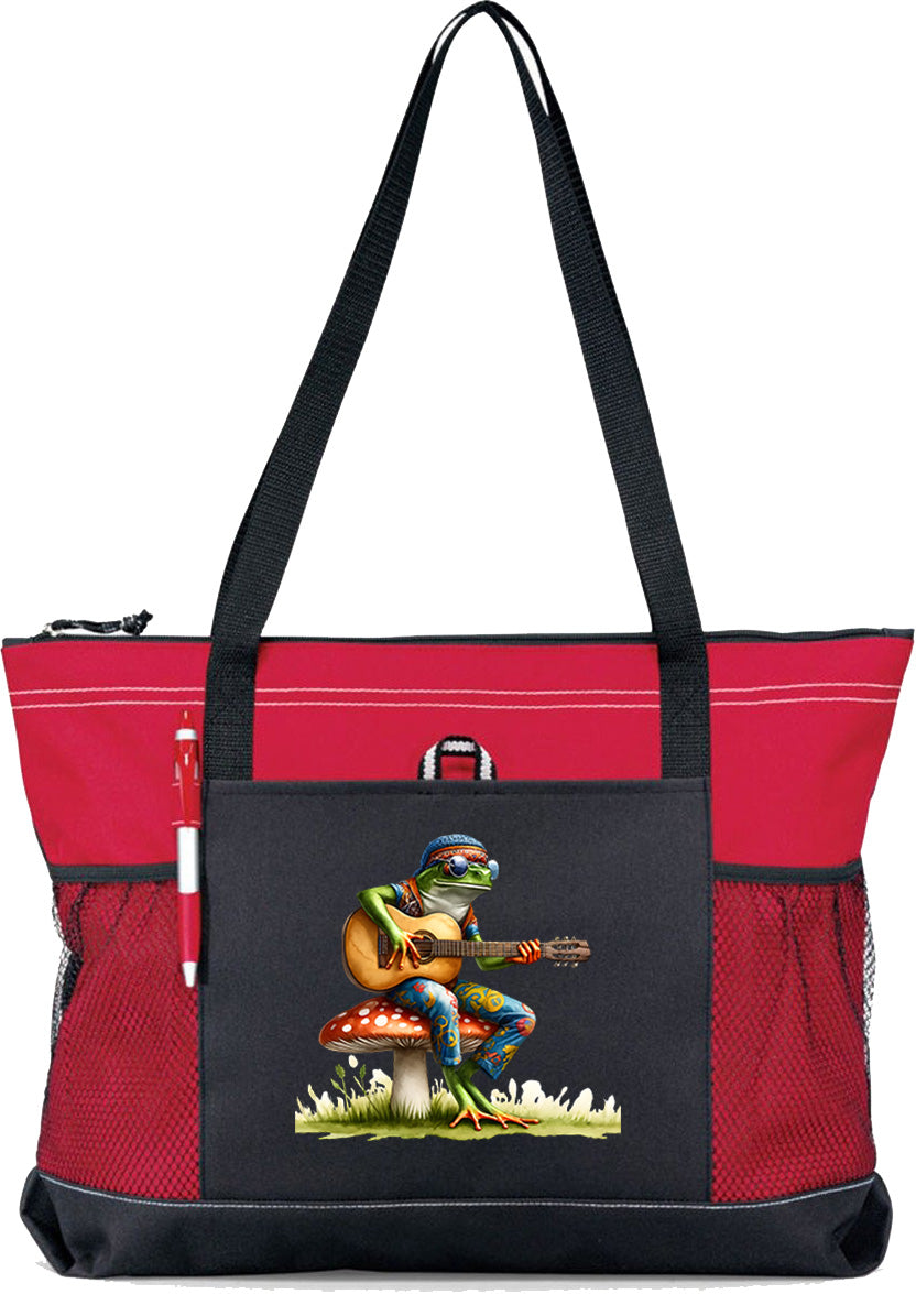 Hippie Frog #12 Zippered Tote