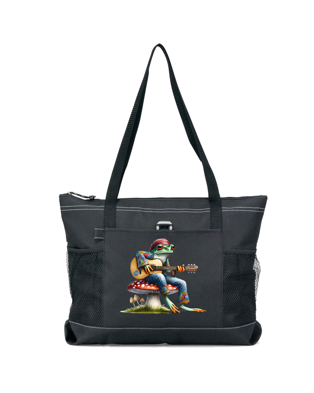 Hippie Frog #13 Zippered Tote