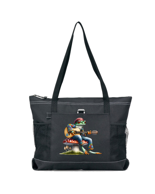 Hippie Frog #13 Zippered Tote