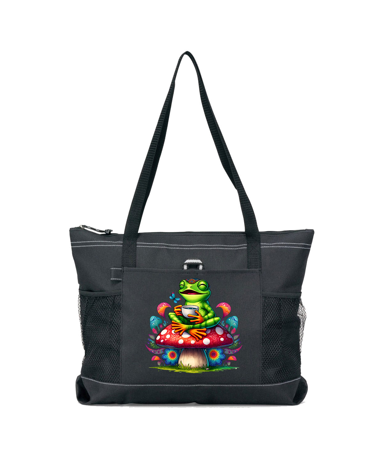 Hippie Frog #14 Zippered Tote