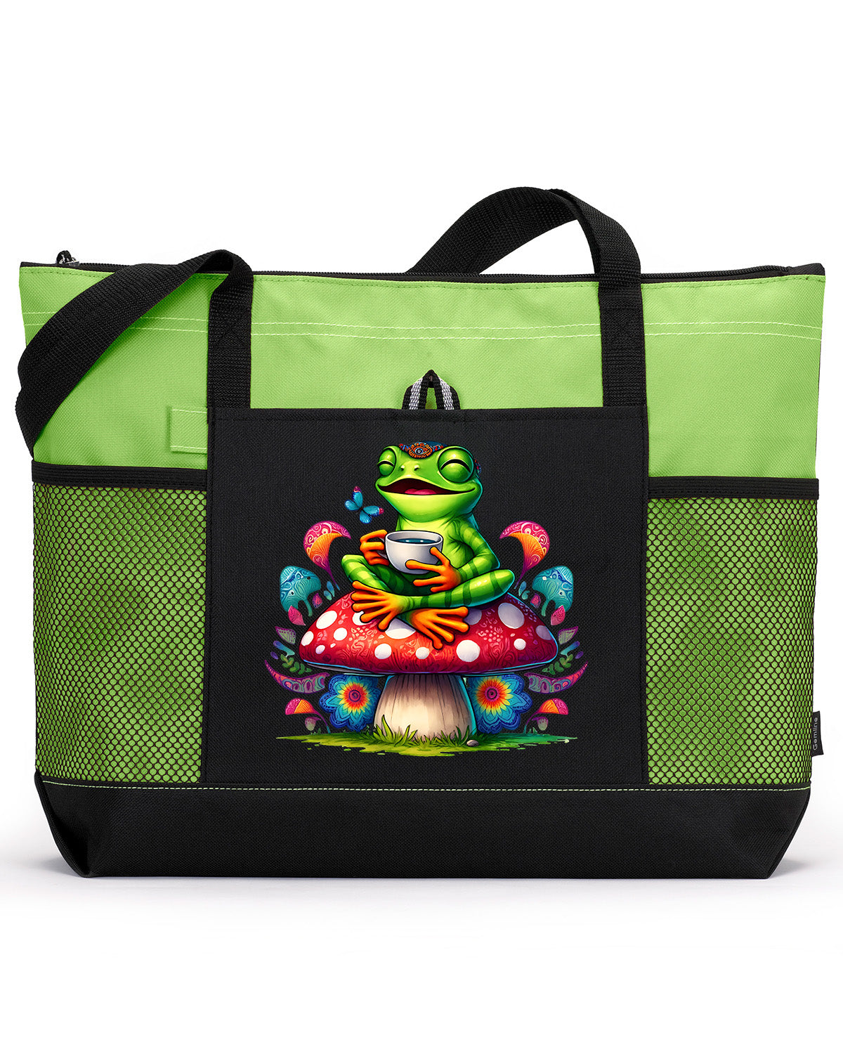 Hippie Frog #14 Zippered Tote