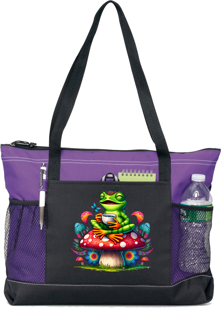 Hippie Frog #14 Zippered Tote