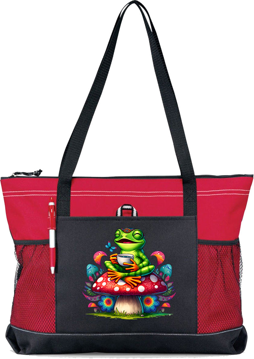 Hippie Frog #14 Zippered Tote