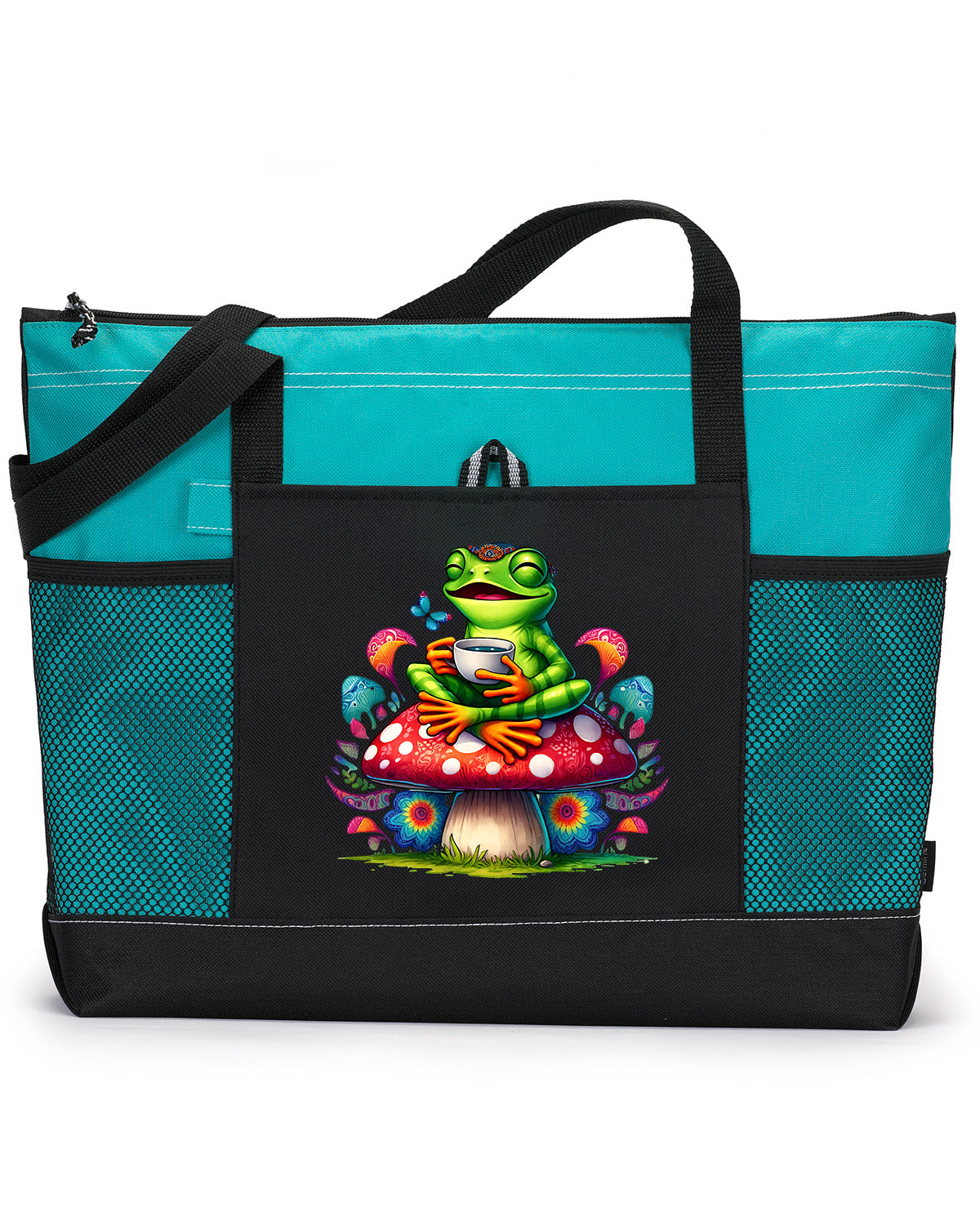 Hippie Frog #14 Zippered Tote