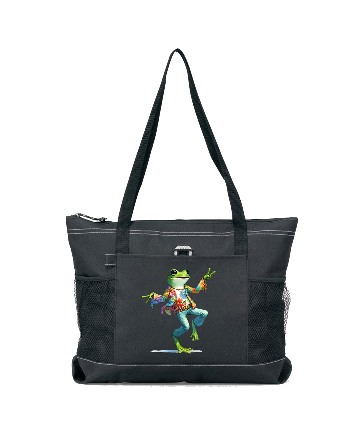 Hippie Frog #15 Zippered Tote