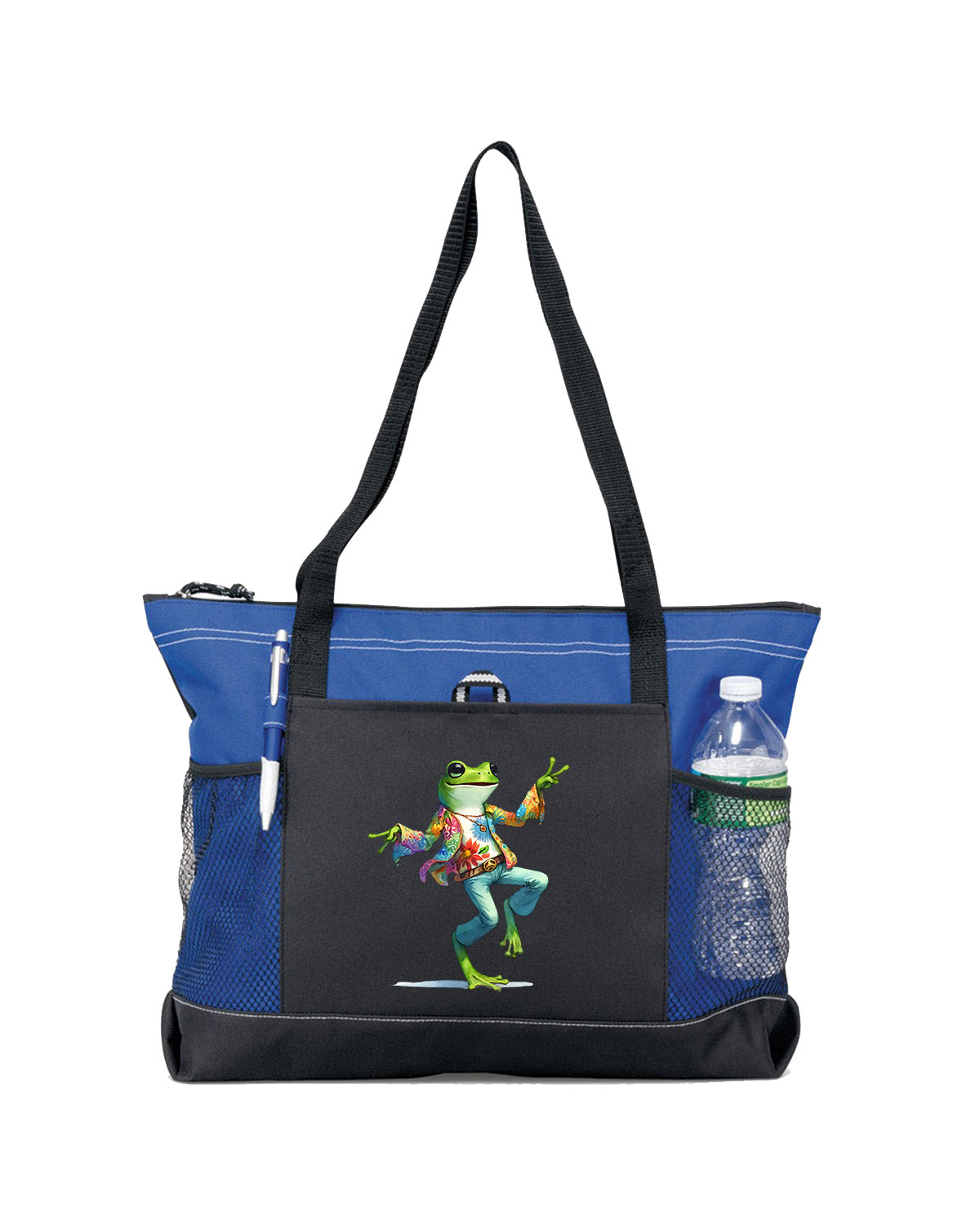 Hippie Frog #15 Zippered Tote