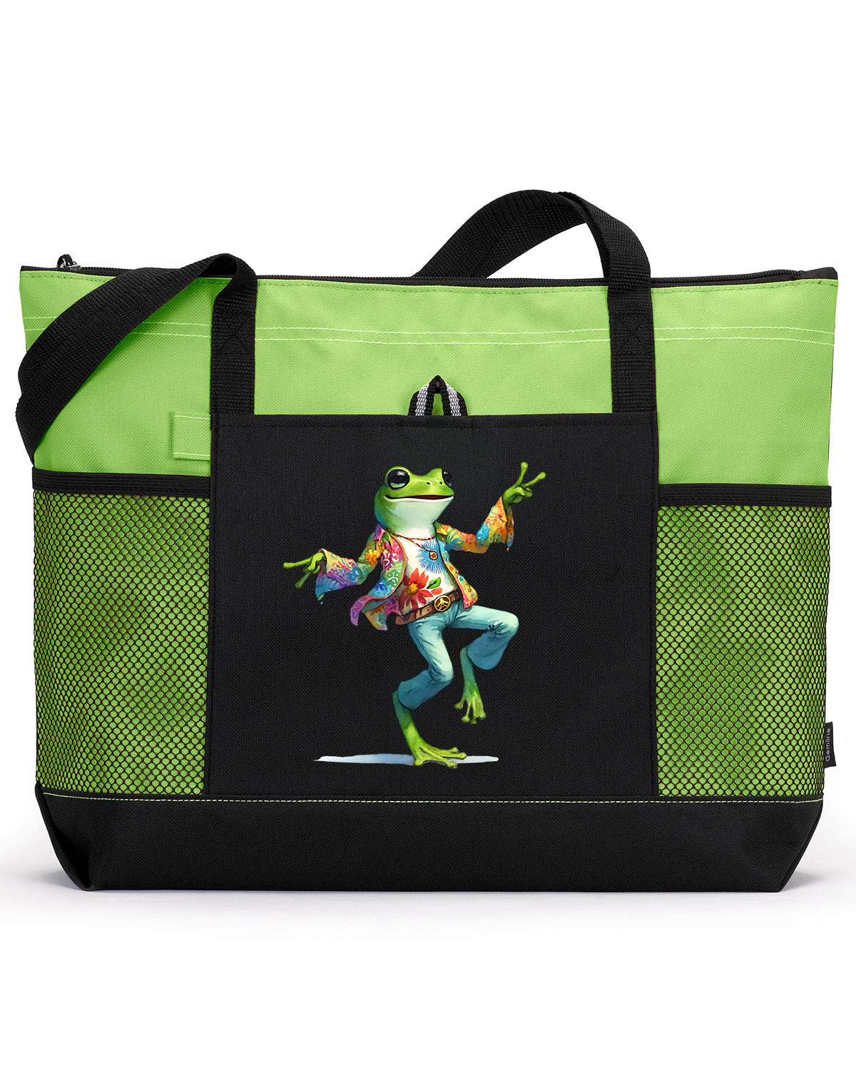 Hippie Frog #15 Zippered Tote