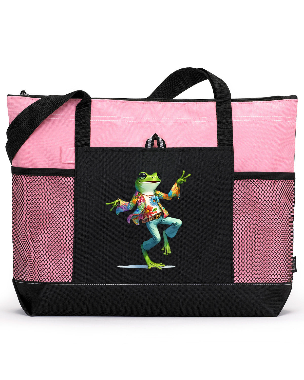 Hippie Frog #15 Zippered Tote