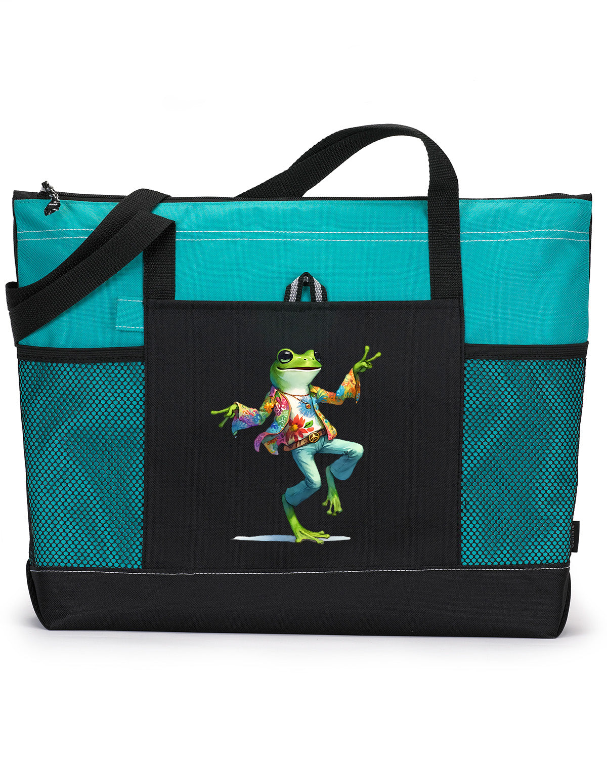 Hippie Frog #15 Zippered Tote