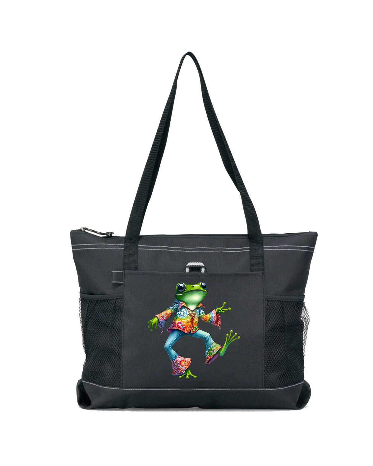 Hippie Frog #16 Zippered Tote