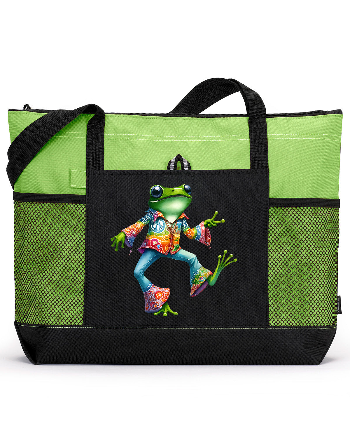 Hippie Frog #16 Zippered Tote