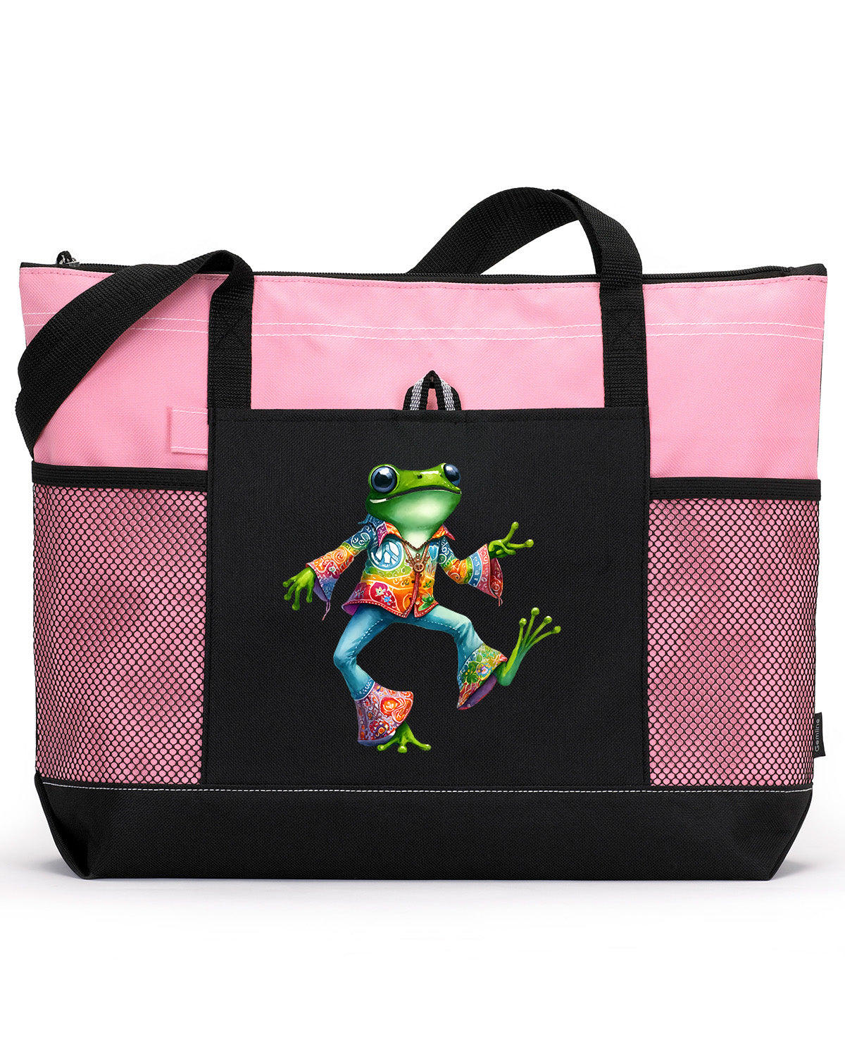 Hippie Frog #16 Zippered Tote