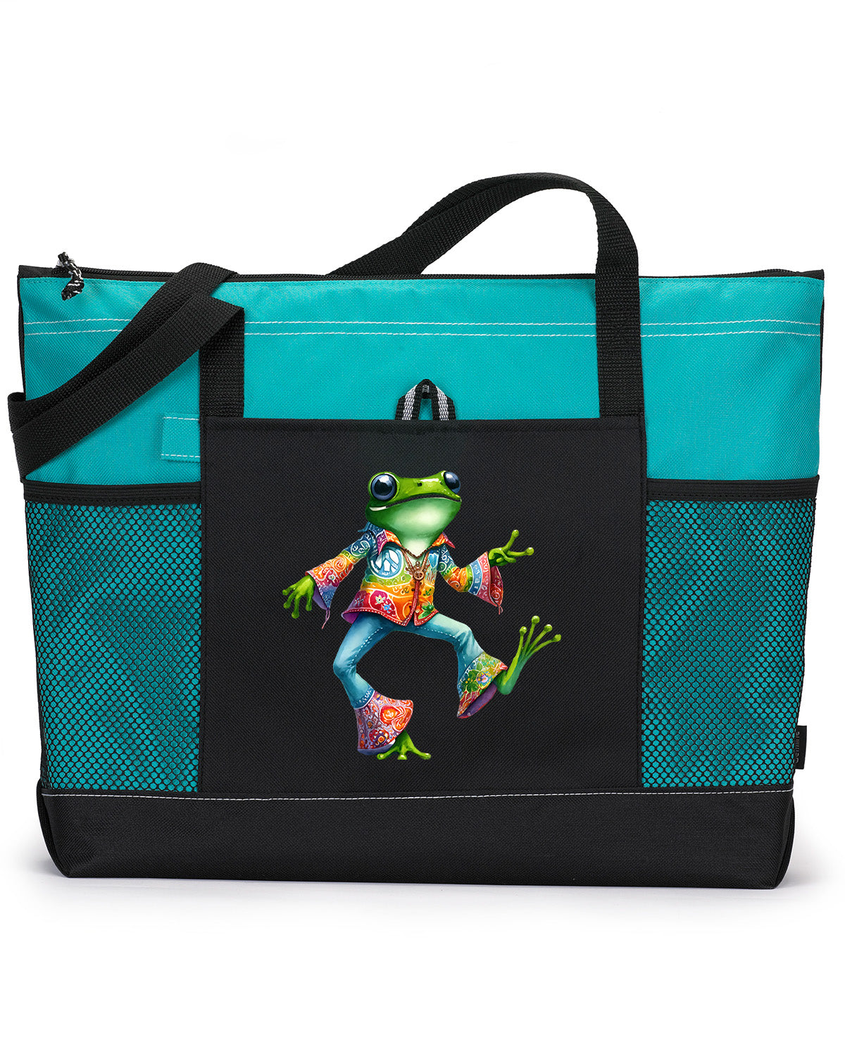 Hippie Frog #16 Zippered Tote