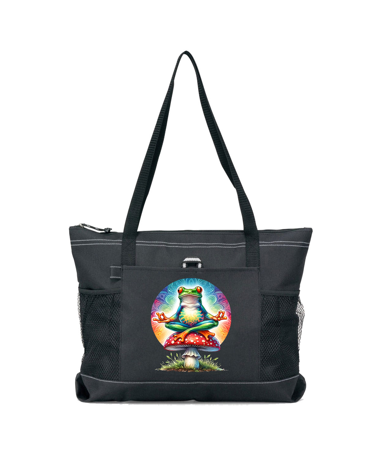 Hippie Frog #18 Zippered Tote