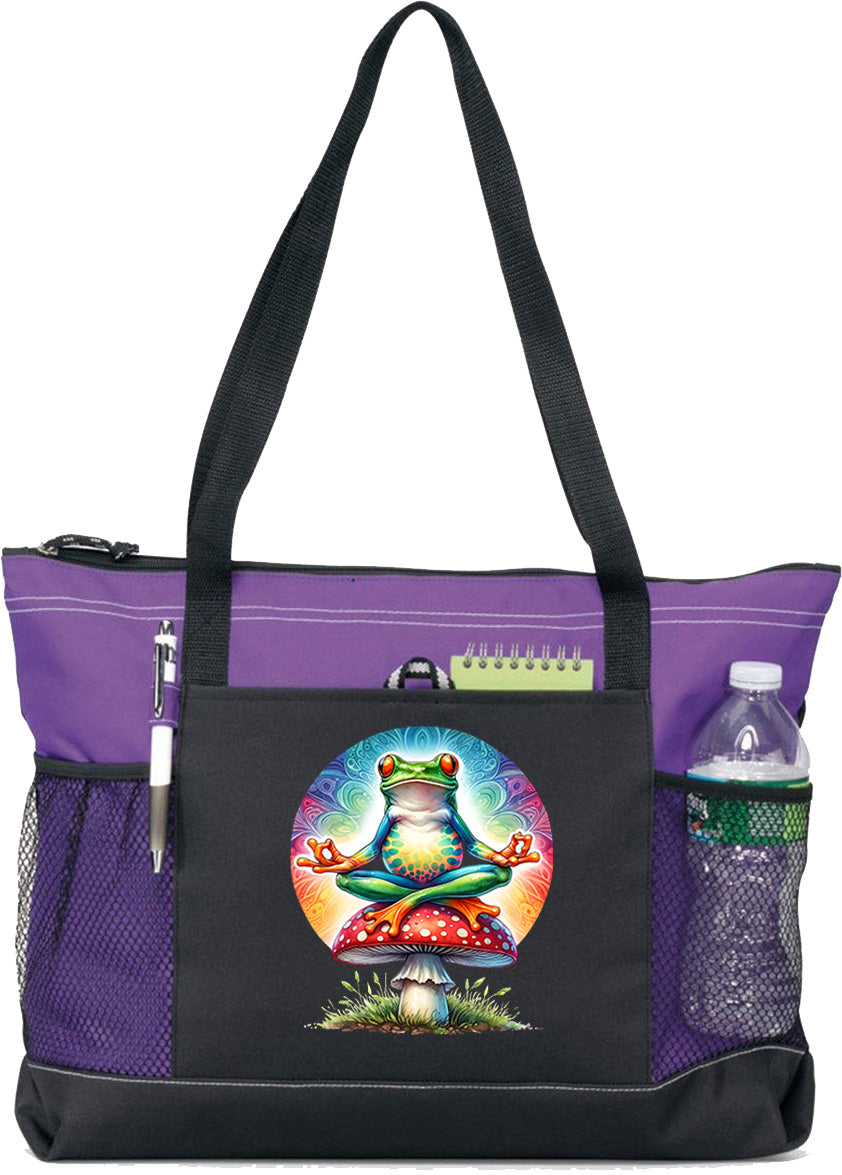 Hippie Frog #18 Zippered Tote